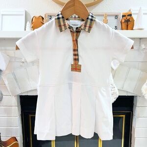 Burberry Baby Cotton Pique Vintage Check Pleated Polo Dress